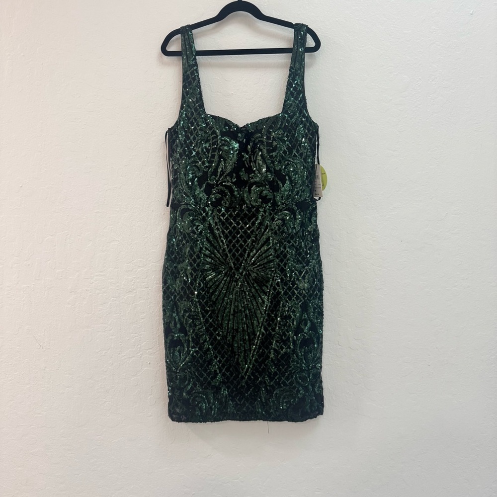 Windsor Emerald and black Sequins Mini Dress